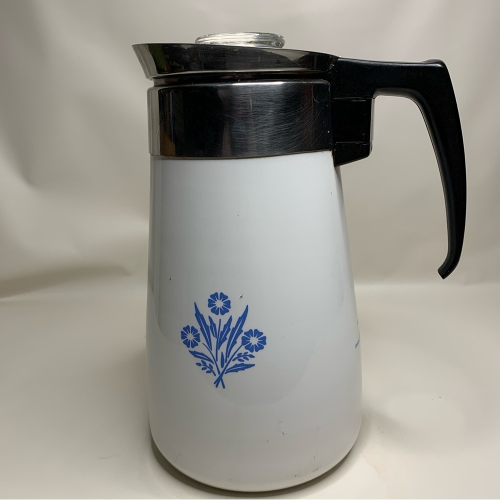 Corningware White and Blue Floral Coffee Carafe